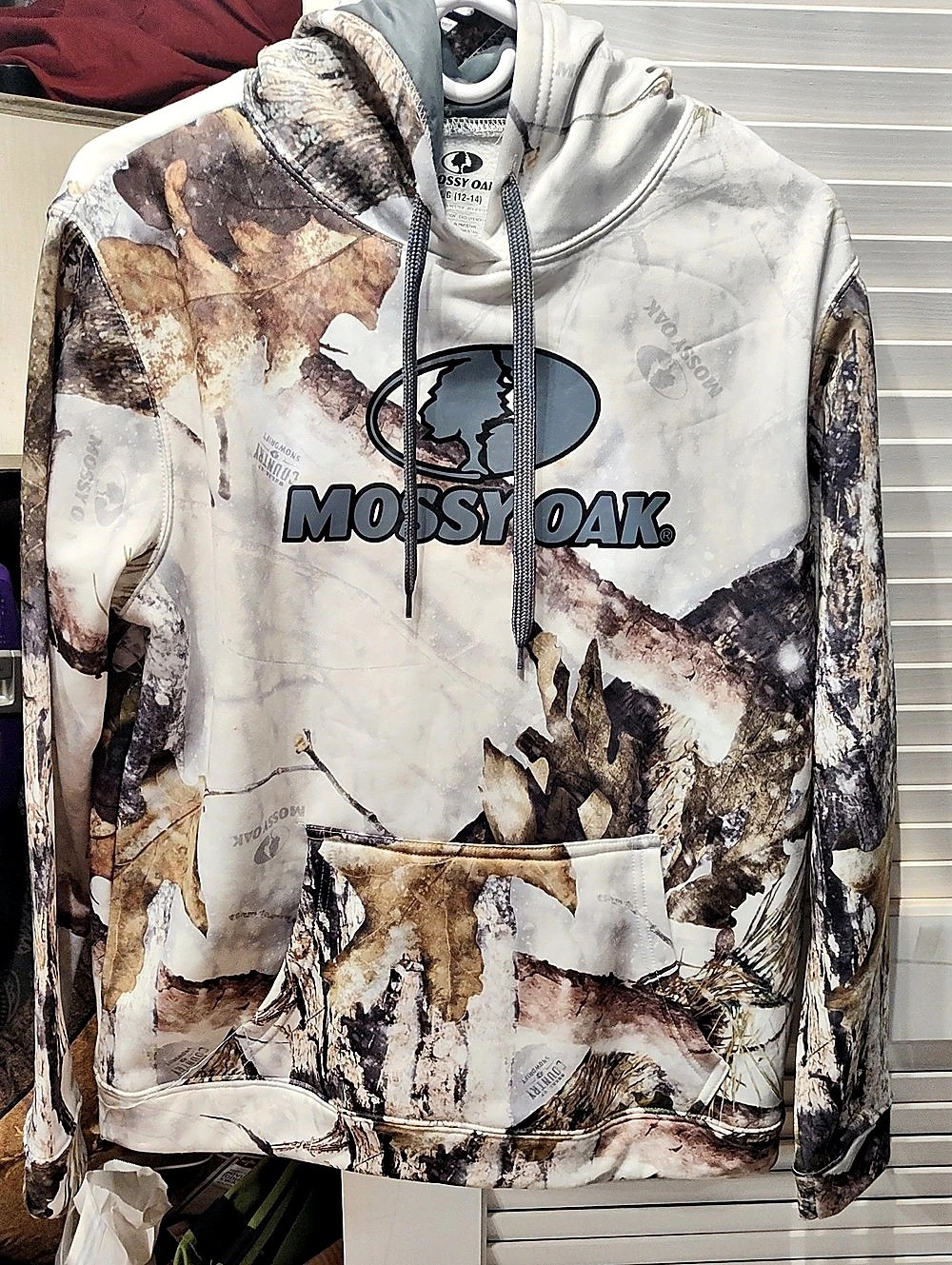 Mossy Oak Camo Pullover Hoodie White & Brown Large